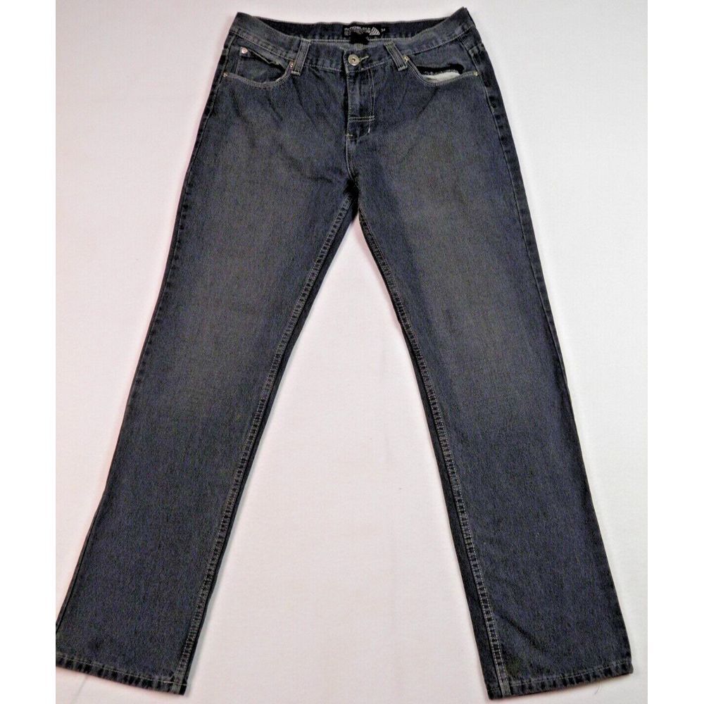 ROADBLOCK Black Wash Straight‎ Leg Jeans Size 34x34 Logo Stitching